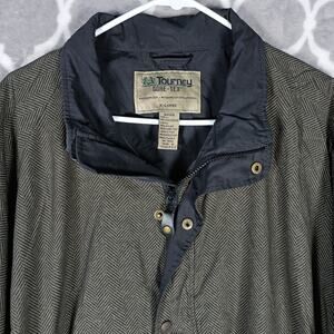 Tourney Jacket Men XL Green Black Herringbone Pullover Windproof Waterproof Golf
